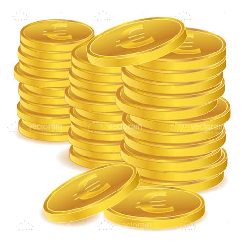 Stack of Golden Euro Coin Coins